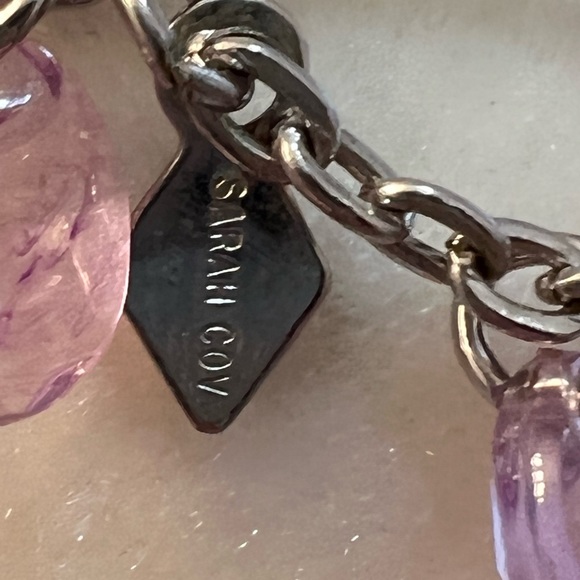 Vintage 1950’s Sarah Coventry Silver Tone Double Necklace Purple Glass Beads - Picture 2 of 15